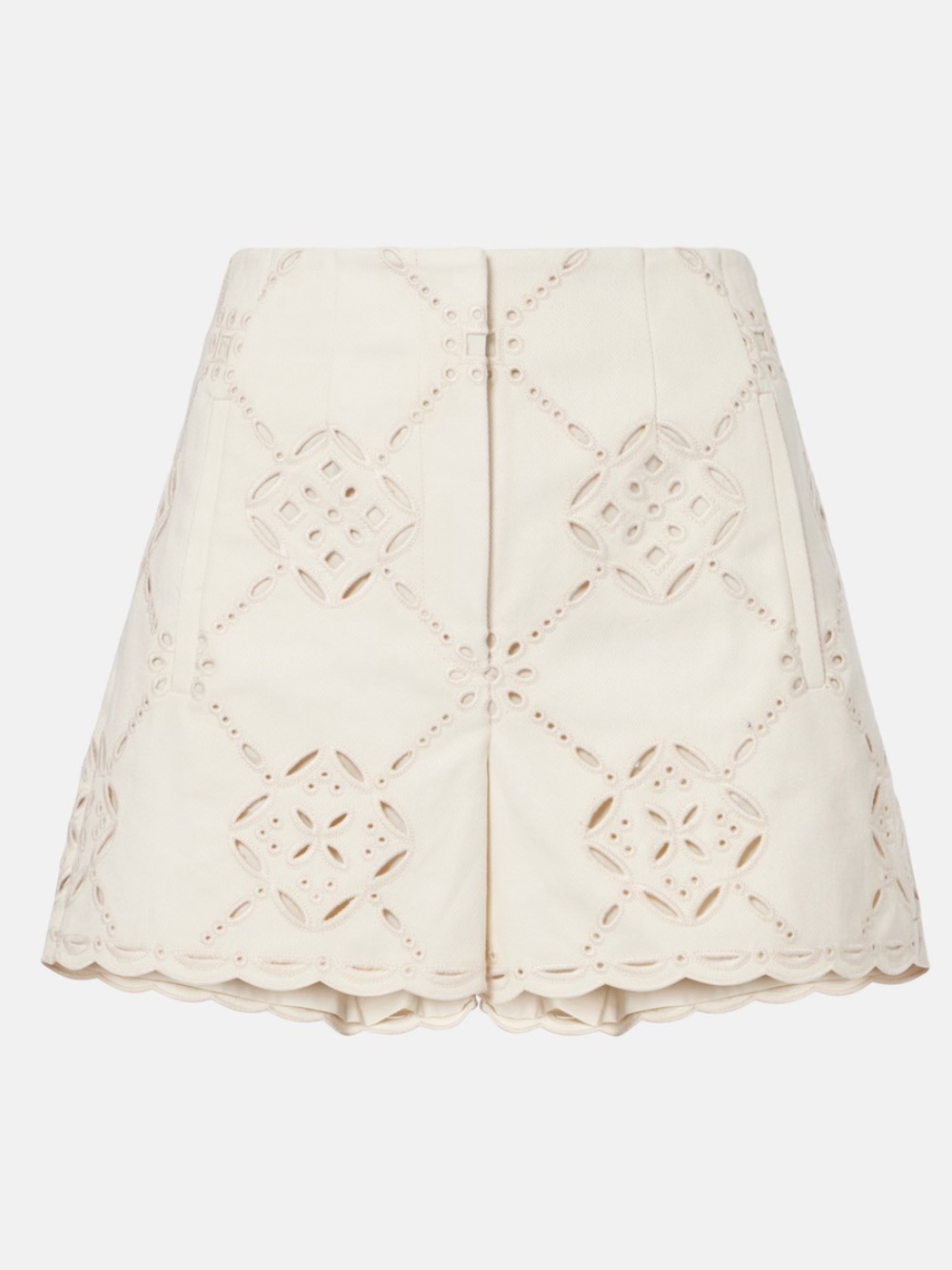 Jazmin laser-cut cotton shorts